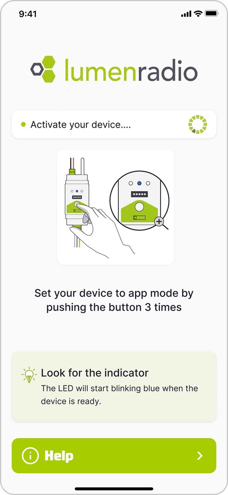 Activate your device by pressing the button 3 times