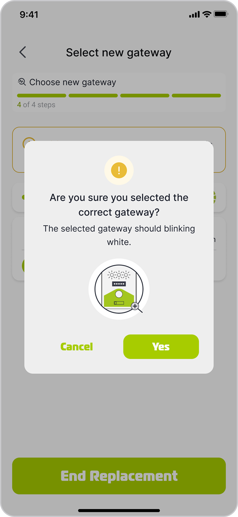 Confirm correct gateway selection