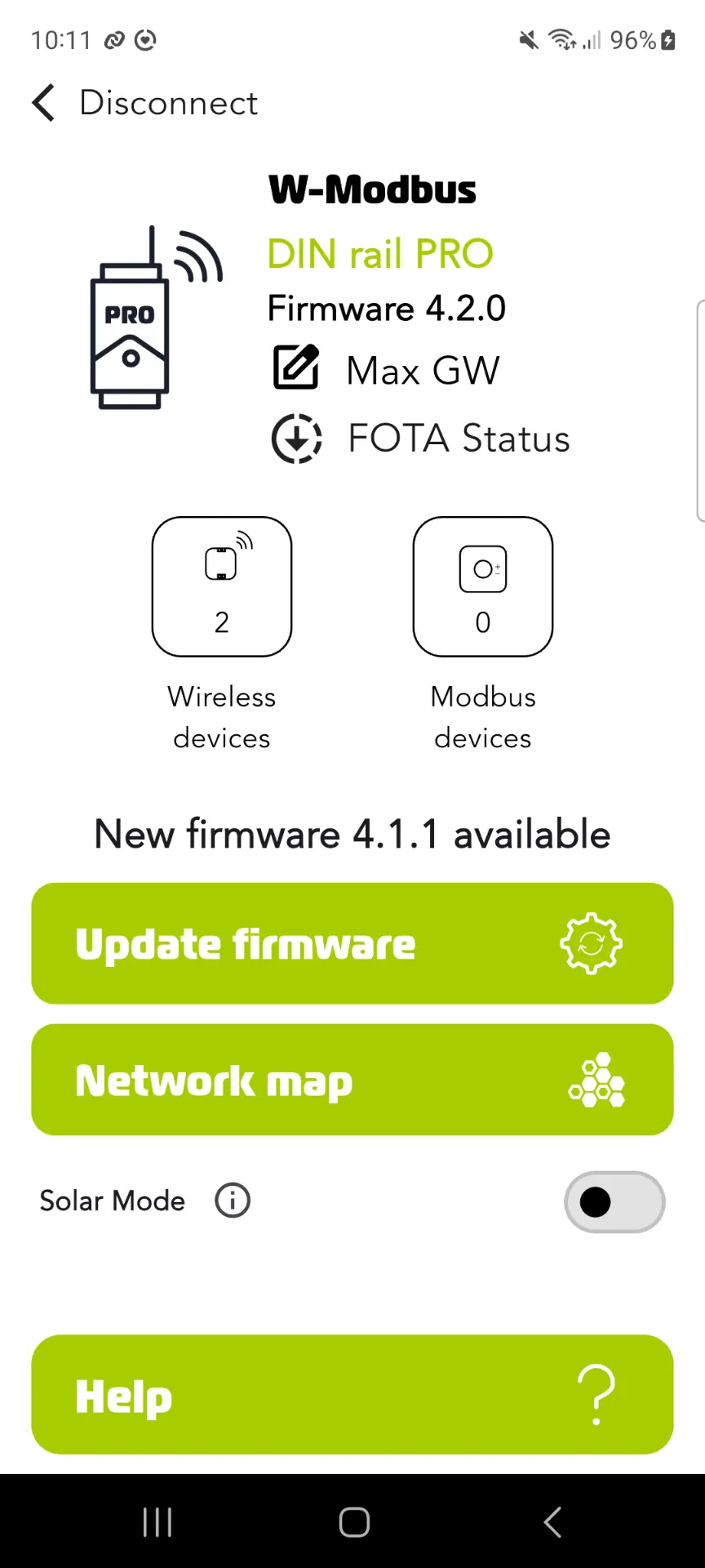 Step 1 - Solar Mode toggle on app home screen