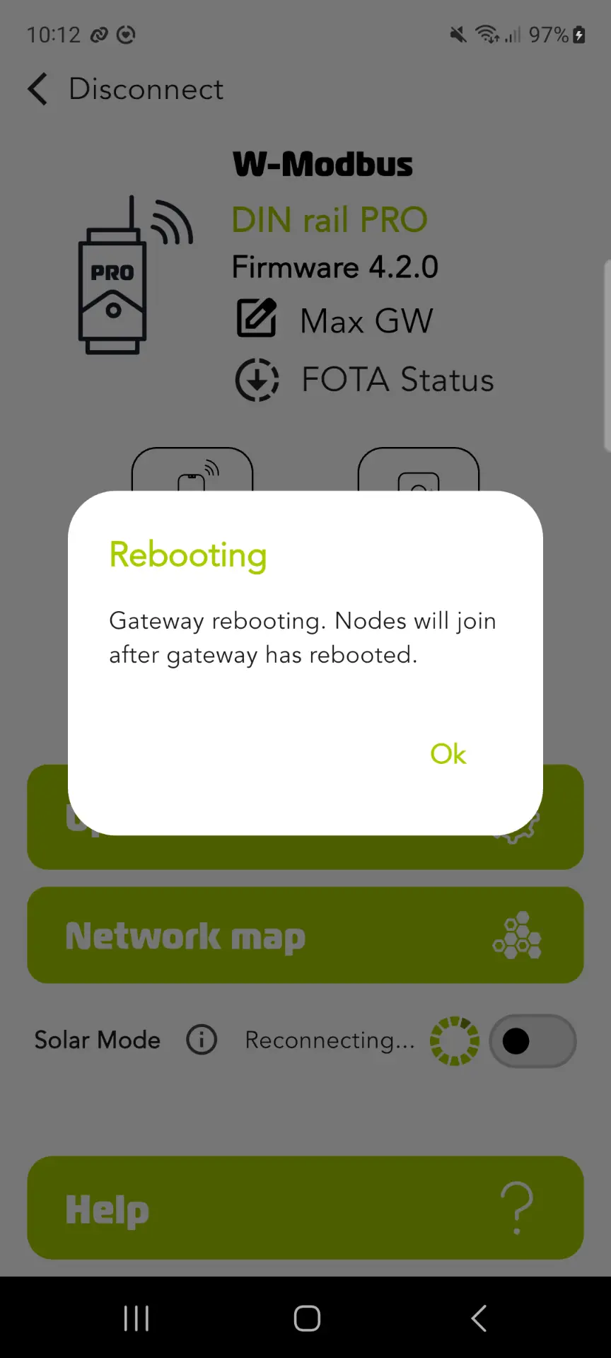 Step 3 - Gateway rebooting notification